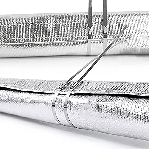 Aluminized Heat Shroud Sleeving Heat Shield 1.1''I.D. x 10FT Fuel line Wire Protection Silver Hose Heat wrap with 10 Pcs Metal Zip Ties - color: silver, size: 1.1''I.D.