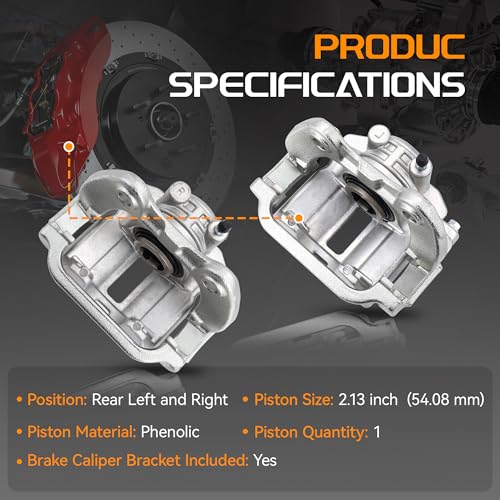 Brtec Rear Left & Right Disc Brake Caliper Assembly 18B4726 18B4727 - size: BC18B4726+18B4727