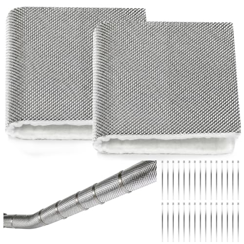 2 Pack Automotive Exhaust Heat Shield Wrap, 24"x12" Aluminum Heat Shield - size: 2PCS