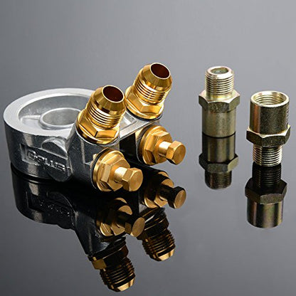 GRAND ORANGE Engine AN10 Oil Cooler + Thermostat Plate + 2 * Oil Lines Kit - size: 19 Row 10 AN+Thermostat Plate