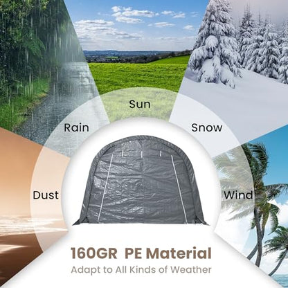 SUNBURY 10x20 ft Carport, Portable Garage, Heavy Duty Outdoor Carports Tent, Waterproof Storage Shelter with Zipper Door for Car, Truck, Boat, ATV, Grey - style: Grey-10x20 FT