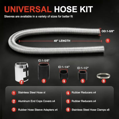 48" Stainless Steel Radiator Flexible Coolant Water Hose Kit - color: Silver, size: 48 Inch