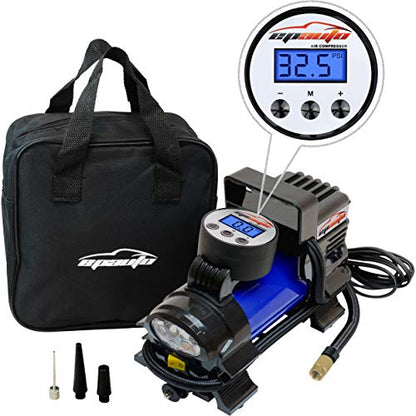 EPAuto 12V DC Portable Air Compressor Pump, Digital Tire Inflator - color: Blue