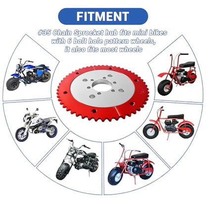 Universal 35 Chain 57T Split Sprocket with Adapter for Predator 212cc 196cc 79cc Go Kart Mini Bike CT200U-EX CT200U BT200X CT100U MB200 MBX11 Motorcycle Silver - size: 57 tooth, style: Silver