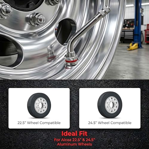 TR545D Truck Tire Valve Stem 10 Pack, 9.7mm Rim Hole, 22.5" 24.5" Aluminum