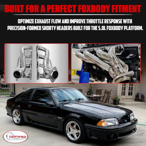 Ceramic Coated Shorty Headers For 1979-1993 Ford Mustang 5.0L Foxbody GT LX - size: Ceramic Coated Shortys 5.0L Fox Body Mustang