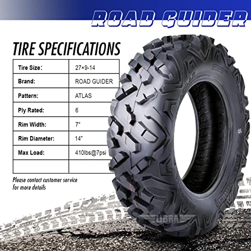 ROADGUIDER Set of 2 ATV UTV Tires 27x9-14 27X9x14 6PR All Terrain 10319 - size: 27x9-14