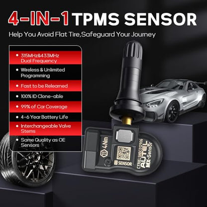 Autel TPMS Sensors 16pcs, Rubber Stem MX-Sensor 2in1 Tire Pressure Sensor