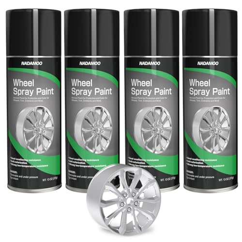 NADAMOO Silver Spray Paint for Wheels, Semi-Gloss - color: Silver, size: 13 Ounce (Pack of 4)