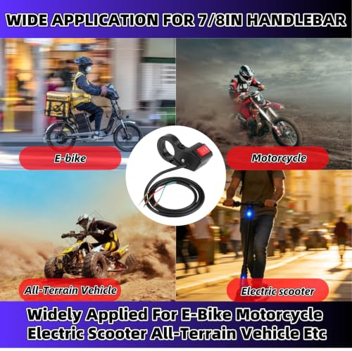 Electric Handlebar Switch 3 Speed Switch Ebike Mods，22mm 7/8in Motorcycle Handlebar Control Switch Module 3 Way Bike Switch for Ebike Electric Offroad Motorcycle Accessories(Line L:18.5'')