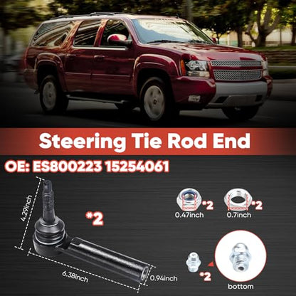 2pc ES800223 Front Outer Tie Rod End Compatible with Cadillac Escalade ESV EXT, Chevrolet Avalanche Silverado 1500 Suburban 1500 Tahoe, GMC Sierra 1500 Yukon Yukon XL 1500 - size: ES800223