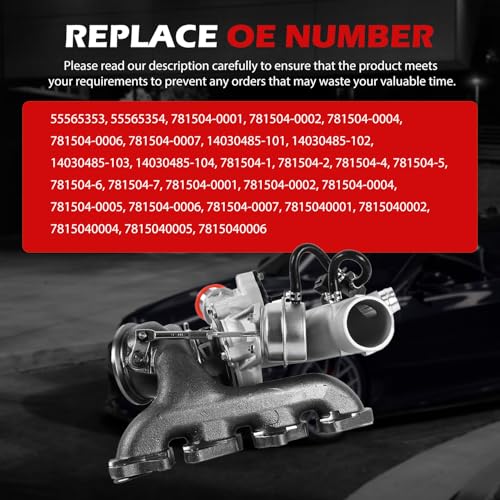 55565353 Turbo Charger Fit for 2011-2015 Chevy Cruze 1.4L, 2013-2021 Trax, 2013-2021 Buick Encore, 2012-2020 Sonic, 2016 Cruze Limited, Turbocharger Replace for 781504-0001 - size: Turbo w/ Gasket Kits