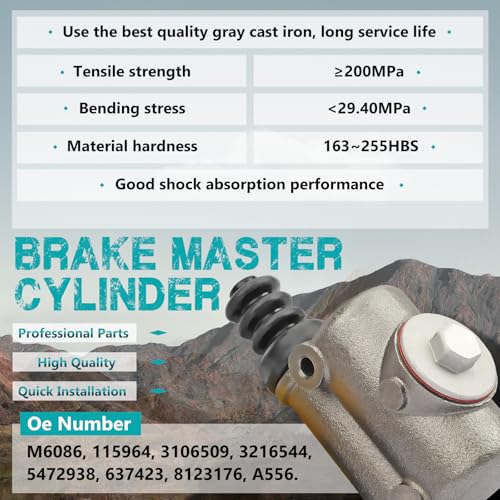 M6086 Brake Master Cylinder Compatible with Volkswagen Beetle, Karmann Ghia, Transporter & Jeep Willys & Studebaker Champion & Nash 600, Ambassador, Ambassador 600, Replace OE M6086, 115964, 3106509 - size: M6086