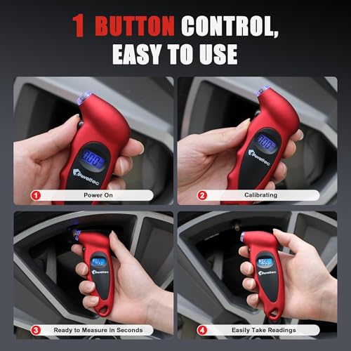 Digital Tire Pressure Gauge,Accurate Cars Air Gauge 150 PSI,2 Pack - color: Red(2PK), size: 2 Pack