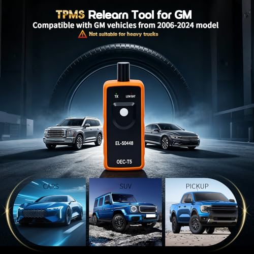 Oktiger TPMS Relearn Tool for GM Vehicles, Compatible with 2006-2022 Chevy GMC Buick Cadillac Pontiac Hummer, Tire Pressure Monitor Sensor EL-50448 OEC-T5 Activation Reset, 9V Battery(Not Include) - size: GM Series