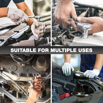EACELIY 122Pcs 1/4" & 3/8” Drive Impact Socket Set, Ratchet Socket Wrench Set with Extention Bar, Adapter, Screw Bits,Drive Bit Holder, Spark Plug Socket,CR-V - size: 122PCS 1/4&3/8inch