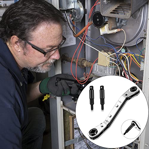 HVAC Service Wrench,3/16"-3/8" 5/16" x 1/4"Hvac Tools with Hex Adapter - style: 1 Wrench + 2 Hexagon Bit