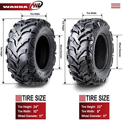 WANDA Set 4 AT MASTER ATV/UTV Tires 23x8-11 Front & 24x10-11 Rear /6PR P341 - size: 23x8-11 & 24x10-11