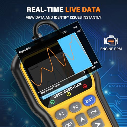 BluSon YM319 OBD2 Scanner Diagnostic Tool with Battery Tester, Scan Tool - color: Yellow