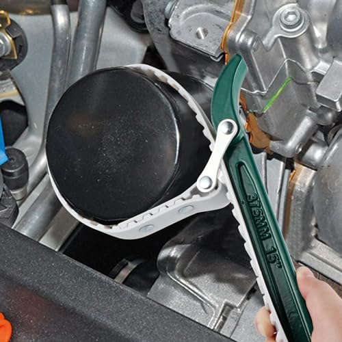 15" Belt Strap Wrench with Adjustable 36" Steel Wire Rubber Strap, Multipurpose Oil Filter Removal Tool
