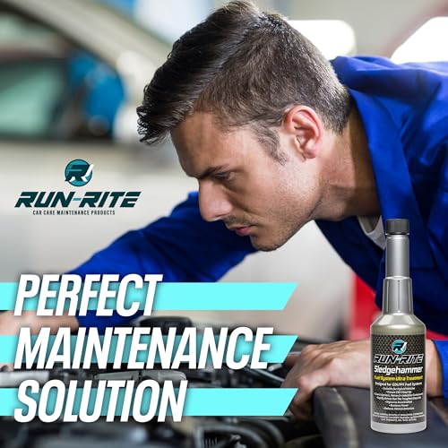 Fuel System Ultra Treatment 16 oz - Valves, Carburetor, Induction Components & Car Fuel Injector Cleaner Gas Additive - Sludge & Fuel System Cleaner for Gasoline Engines Run-Rite SledgeHammer (2-pack)