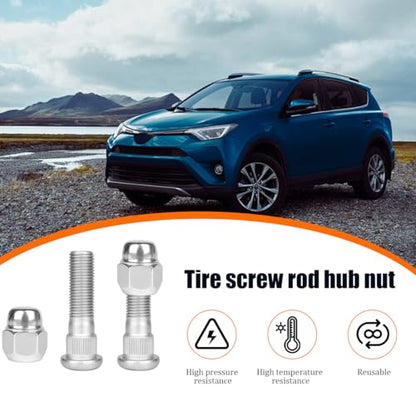 8PCS M12x1.25 Car Wheel Hub Bolt Stud Nut Set, OEM# 28171AJ000
