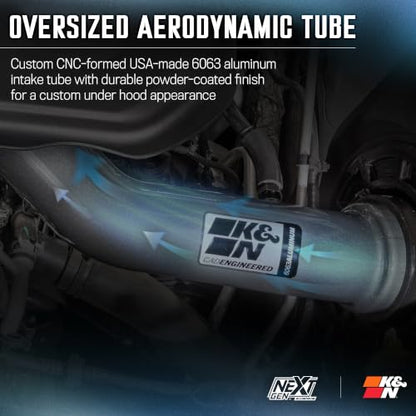 K&N NextGen Aluminum Cold Air Intake System: High-Flow Cotton Filter:2016-2026 Dodge/Jeep Durango/Grand Cherokee WK/Grand Cherokee 70-1572 - style: NextGen Aluminum