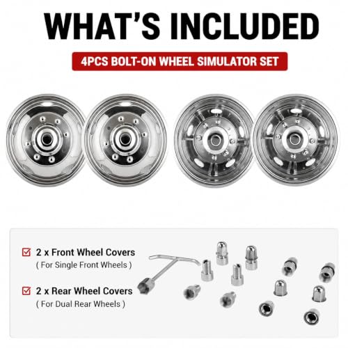 4X 17 Dually Wheel Simulators Fit for 11-25 Silverado 3500 / Sierra 3500 HD - size: 17"#1