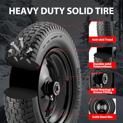 4.80/4.00-8" Flat-free 14.5" Heavy Duty Wheelbarrow Wheel and Tire (Black） - color: Black, size: 1 Pack
