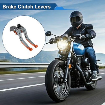 Brake Clutch Levers for Yamaha YZF-R7 2021-2025 Titanium Orange - color: Titanium Handle Orange End