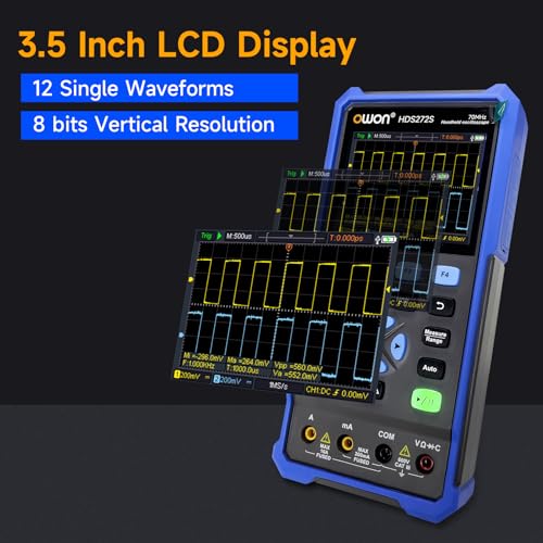 Handheld Lab Oscilloscope Multimeter, 2 Channels, 70MHz Bandwidth, 250MSa/s Sampling Rate, 20000 Counts, 3 in 1 Portable Digital Automotive Oscilloscope, Voltage, Current, Capacitor HDS272S - style: HDS272S