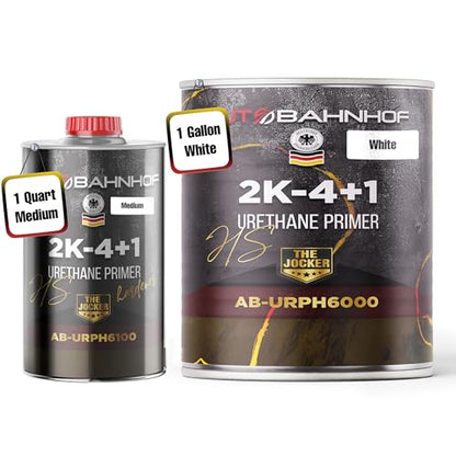 2K Urethane Primer White & Medium Hardener Kit – High Build, Controlled Drying, Auto Body Surface Prep & Industrial Refinishing – 1 Gallon Primer + 1 Quart Hardener - color: White Urethane Primer And Medium Hardener