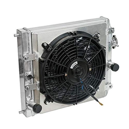 2-Row Full Aluminum Racing Radiator w/ 12V Fan Shroud