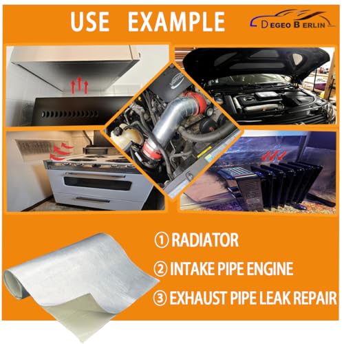 Adhesive Backed Aluminized exhaust heat shield for wall behind grill 2000 Degrees High Temp Protection Material Thermal Barrier Blanket Mat (12'' X 24'') - size: 12'' X 24''