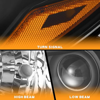 WEELMOTO Headlights for 2015 2016 2017 Toyota Camry XLE LE SE Factory - color: Clear Lens I Black Housing I Amber Reflector
