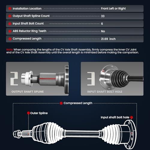 KELOKE CV Axle Shaft Assembly Compatible with Chevrolet GMC & Hummer - size: 66-1325