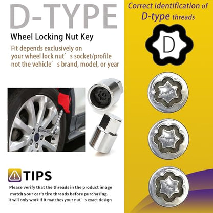 Upgrade D-Wheel Lug Nut Removal Tool, Professional Locking Lug Nuts Key