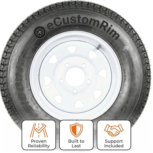 eCustomrim Trailer Tire Rim Assembly ST175/80D13 13 Inch 5 Lug White