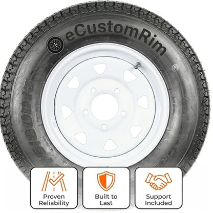 eCustomrim Trailer Tire Rim Assembly ST175/80D13 13 Inch 5 Lug White