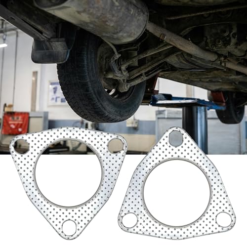 2.5 Inch Exhaust Gasket 3-Bolt Flange 63.2mm Graphite w/Fire Ring 2 Pcs - size: 2.5 in