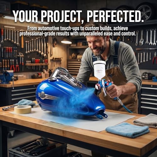 HVLP Air Spray Gun Kit 1.4mm, Professional Automotive Paint Sprayer - color: Blue-red, size: 1.4mm