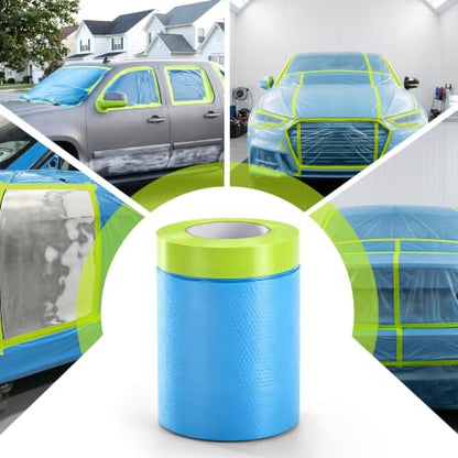 VOISEN 1 Roll Pre-Taped Masking Film for Painting-22 x 66',Painters Plastic Sheeting with Widened Automotive Masking Tape, Plastic Tarp for Painting, Film for Car, Wall Protection - color: 1 Roll