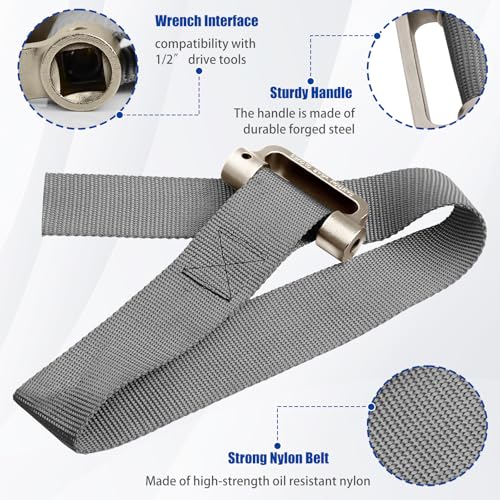 Eudaimonia Oil Filter Strap Wrench, Adjustable Strap Wrench Heavy Duty
