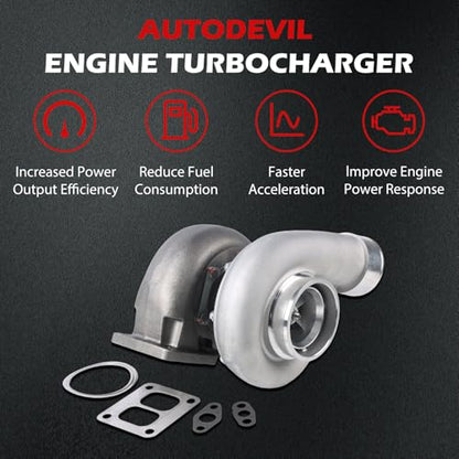 Universal Turbo Turbocharger Compatible with GT45 T4, Turbo Charger Kit 0.66 A/R 600+HP Boost for 4.0L-6.0L Engine with Flange