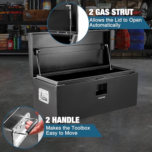 Garvee Black Steel Truck Bed Tool Box, Trailer Tongue Box, Truck Storage Organizer Tool Chest For Truck Bed, RV, Trailer - size: Black-30