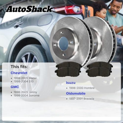 AutoShack Front & Rear Brake Rotors & Ceramic Pads for Chevy S10 2004