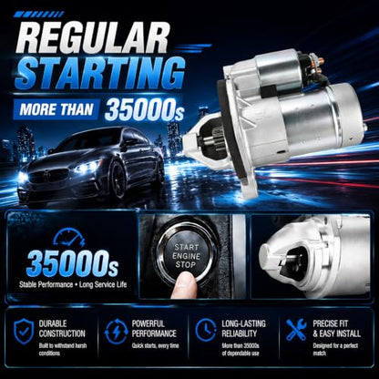 17982N Starter Motor Replacement Compatible with 07-19 Nissan Sentra 1.6L 1.8L 2.0L,Versa 07-12,Juke 11-17,Cube 09-14,NV200 13-21,Chevy City Express 15-18 2.0L L4,12V 1.0KW 10Teeth,Replaces#S114-902A - size: 17982N