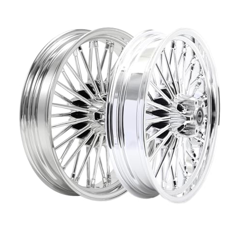 TOFR 18x3.5 18x3.5 Chrome Fat Spoke Wheels For Harley Touring Baggers 00-07 - color: Chrome, size: Front:18x3.5 Rear:18x3.5