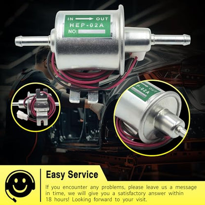 12V Universal Electric Fuel Pump Low Pressure 4~7 PSI Inline Diesel Gas Compatible with All 12V Cars Trucks Boats Carburetor Lawnmower and Generators HEP-02A ATV - size: HEP-02A(4-7 PSI)