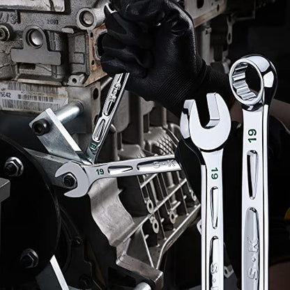 SK Combination Wrench Set, Metric 8 to 19mm, 12-Piece, Premium CR-V Steel - size: Metric